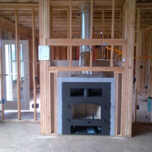 Wood burning fireplace in new construction