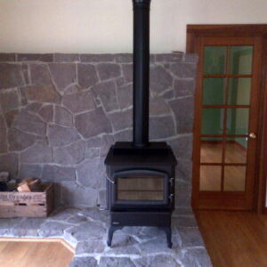 Wood stove with custom brick work
